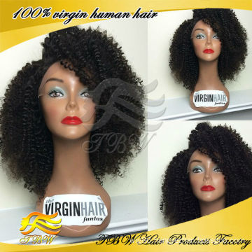 factory wholesale collected from young girl 100% virgin brazilian hair kinky curly lace front wigs